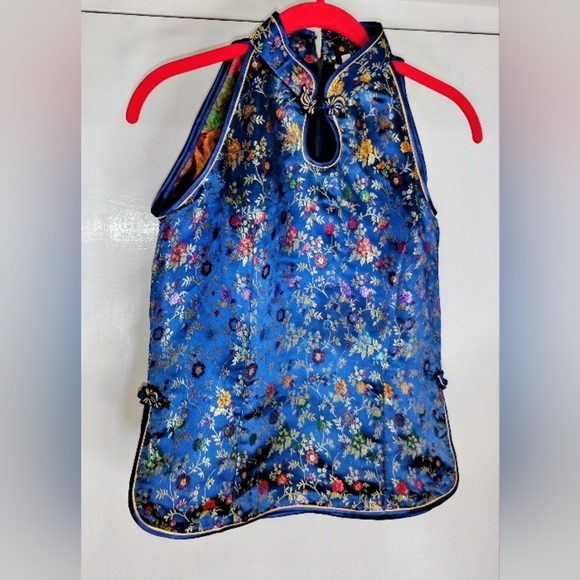 ROYAL BLUE SILK RAYON TOP - Picture 1 of 9